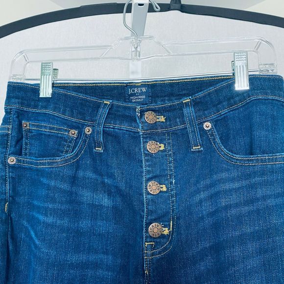 J. Crew Jeans High Rise Skinny Button‎ Fly Dark 28 - Picture 3 of 5
